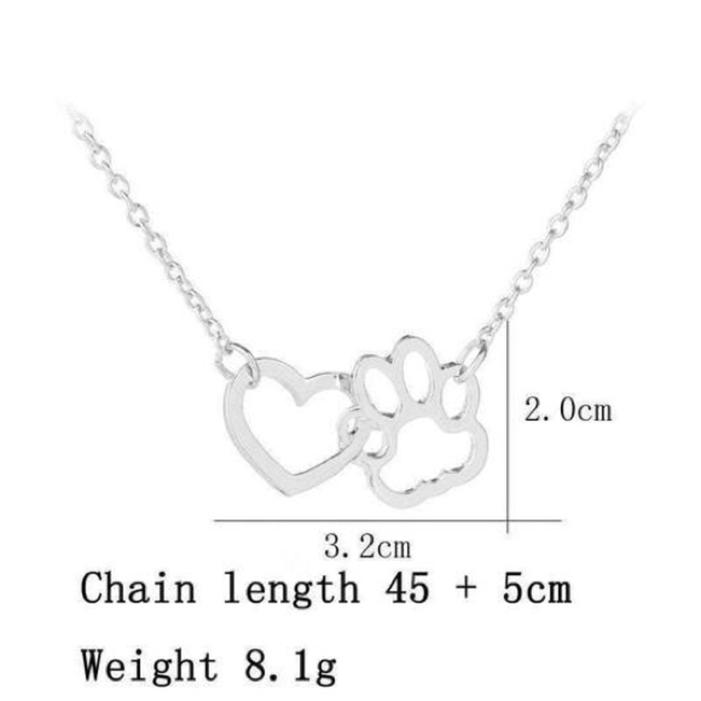 Linked Heart and Dog Paw Necklace - Picture 3 of 3
